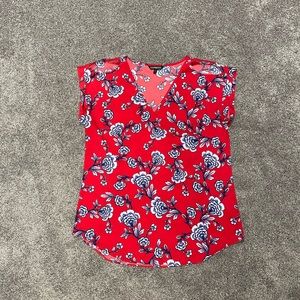Express open shoulder red floral top. Size large